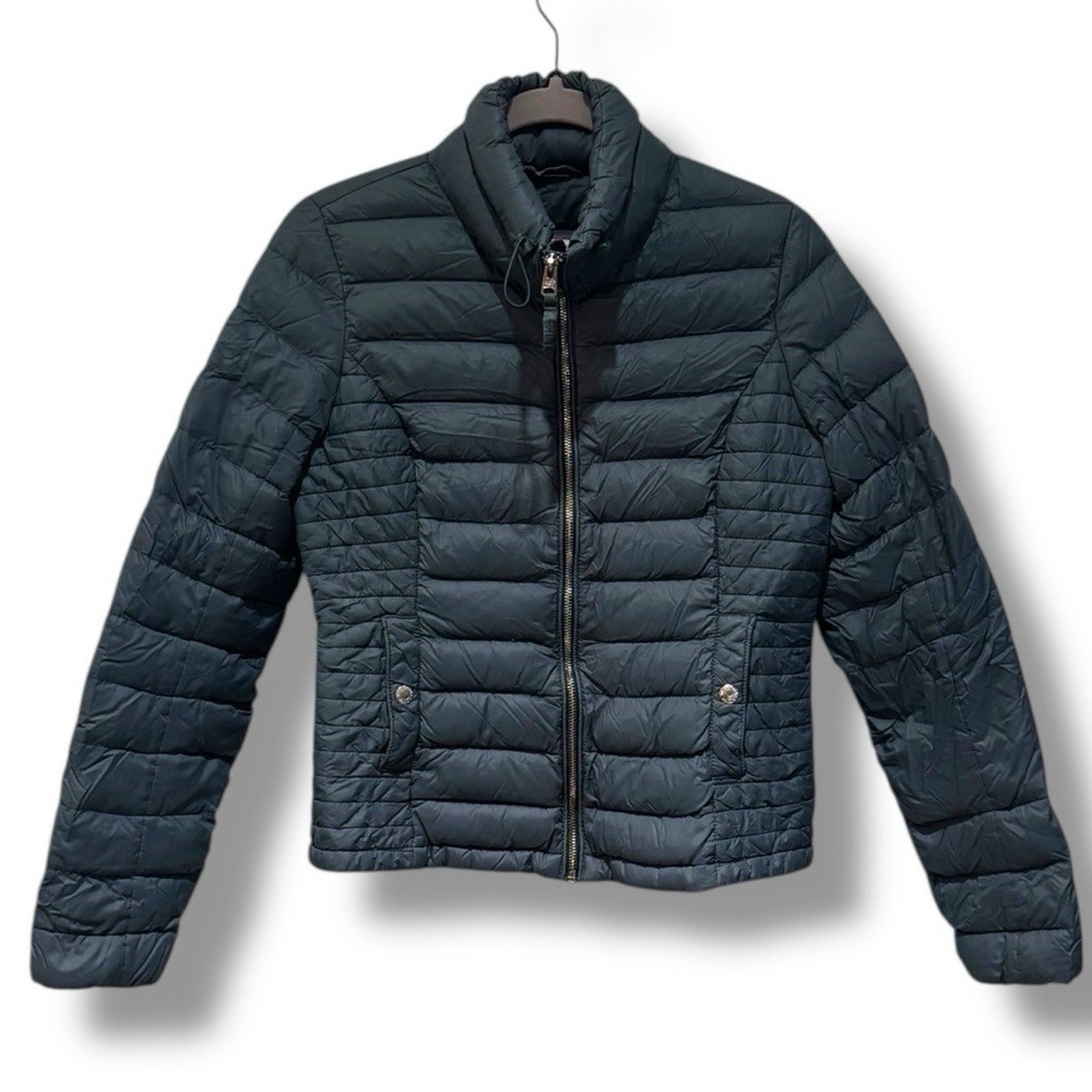 Abercrombie‎ & Fitch  XS Women's Puffer Jacket Blue Down Series Grey Duck Down